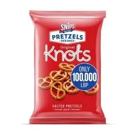 Snips pretzels knots salt