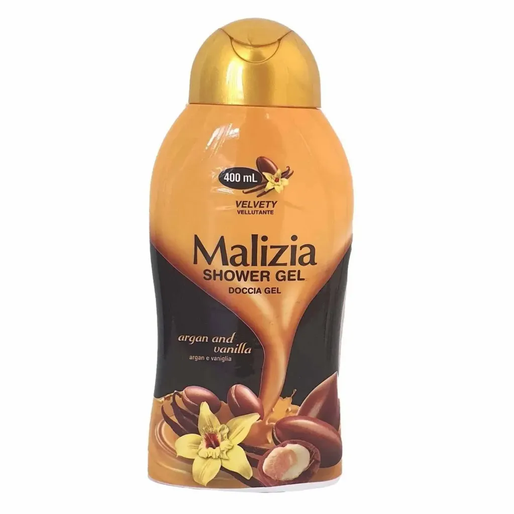 malizia shower gel argan and vanilla 400ml