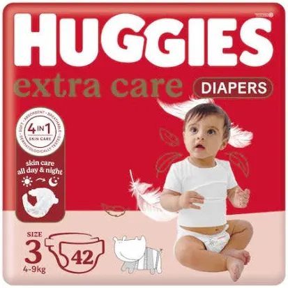 Huggies extra care 42 diapers size 3 (4-9)kg