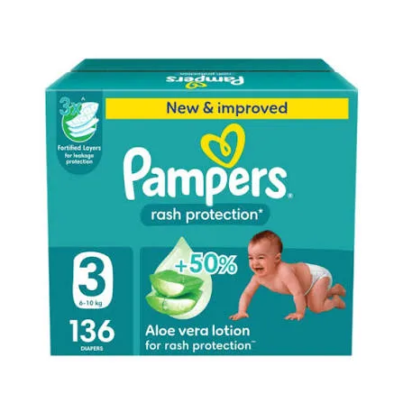 Pampers size 3 giant box 136 diapers