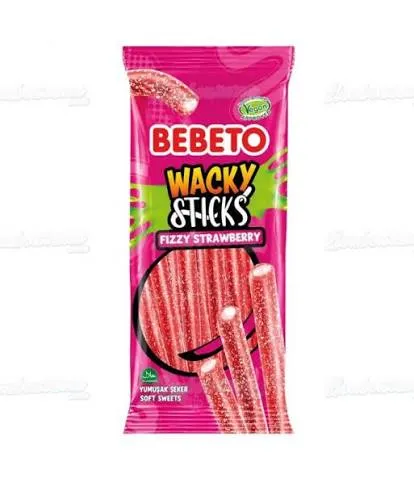 Bebeto wacky sticks fizzy strawberry gummy