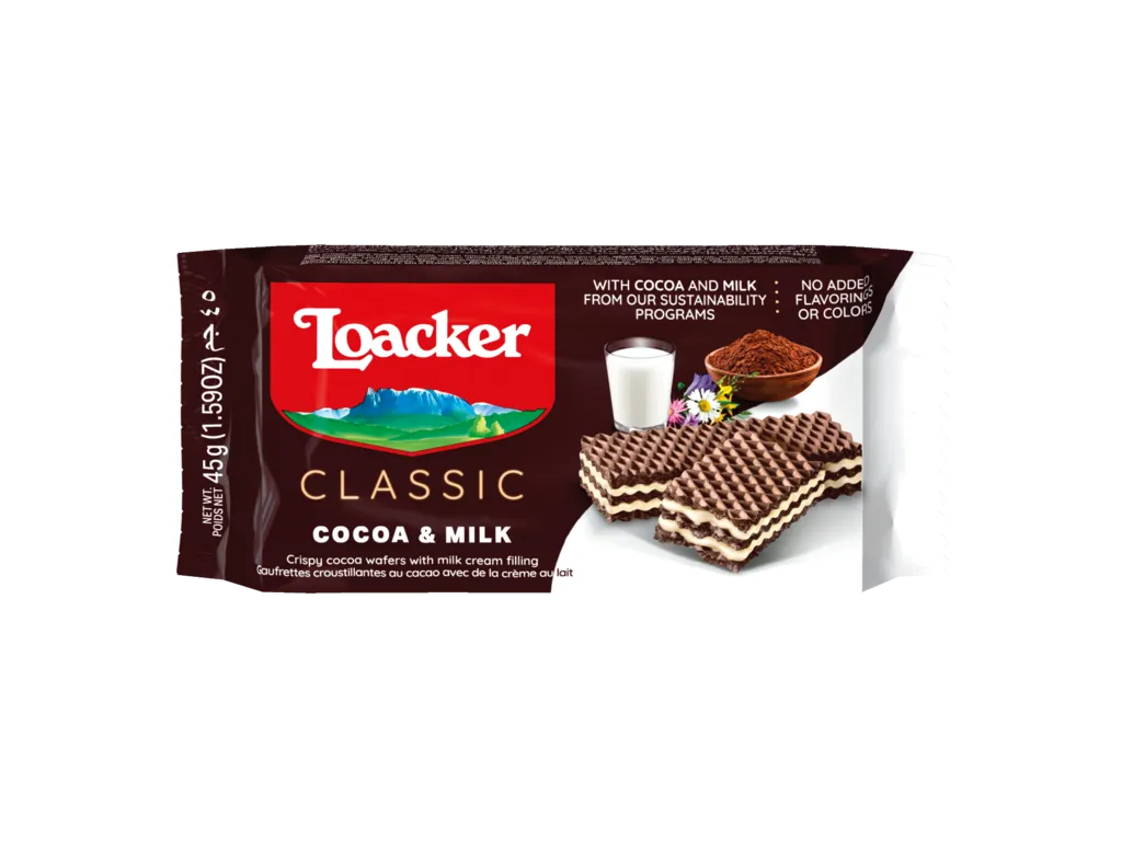 [31376] loacker sandwich  cocoa & milk45gr