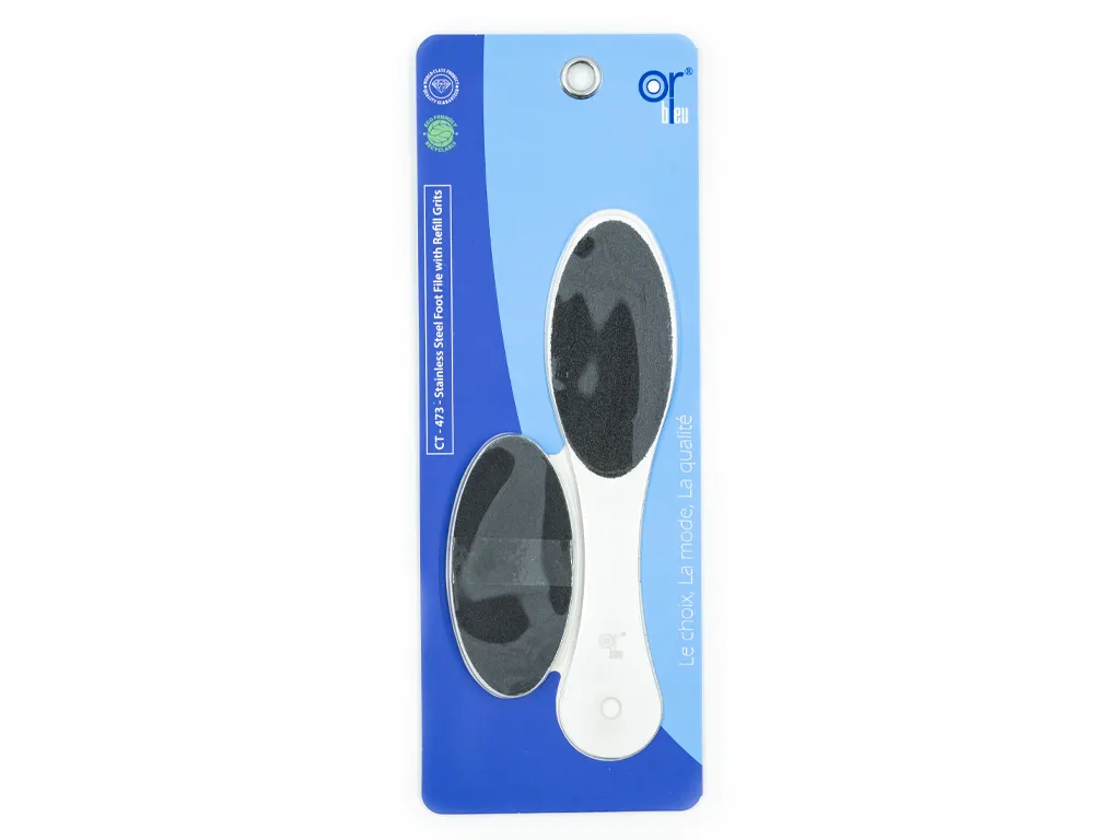 ct - 473 - stainless steel foot file with refill grits