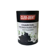[20362] Cleo-dent charcoal infused floss picks mint